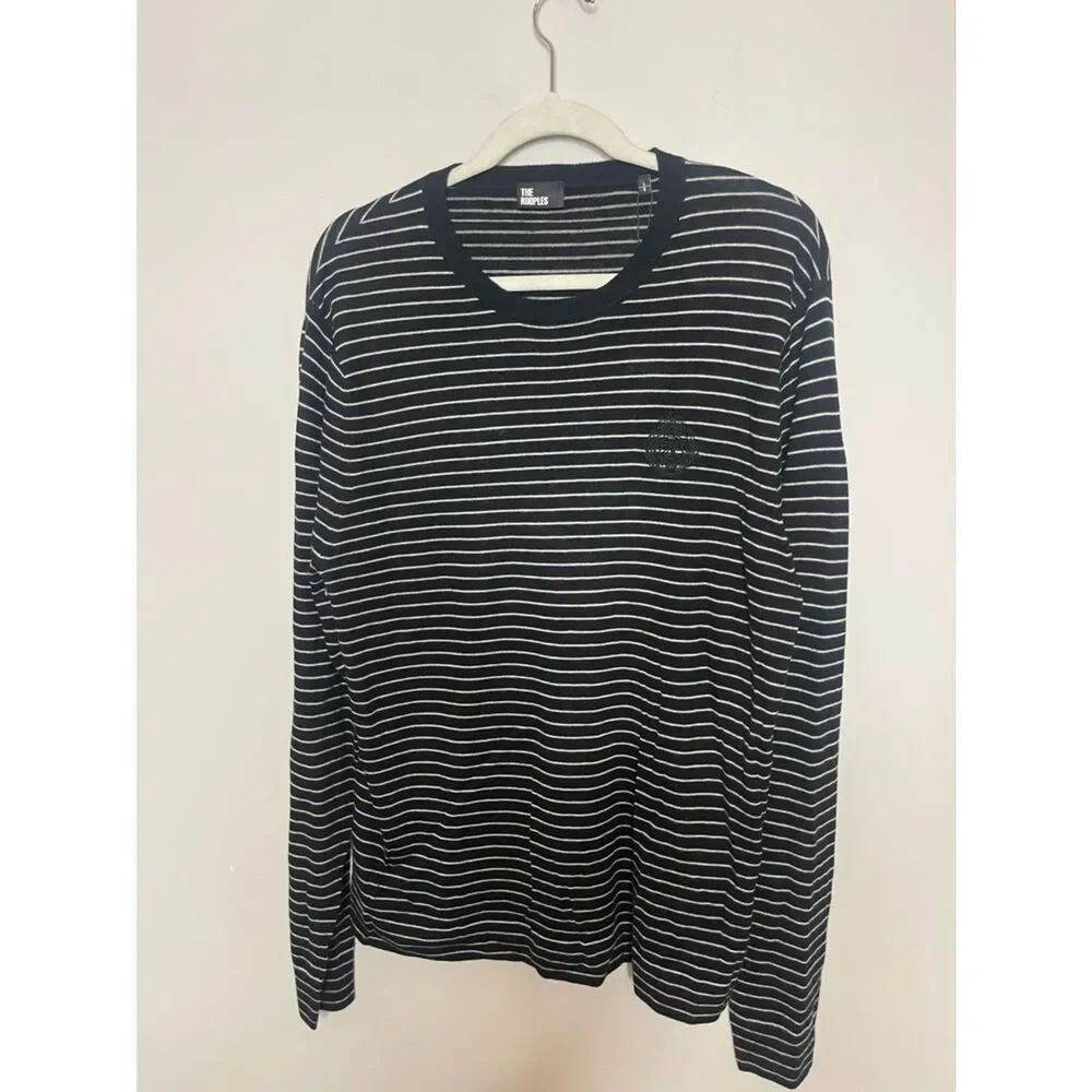 $355 The Kooples Embroidered Blazon Crewneck Sweater In Black/White  NWT